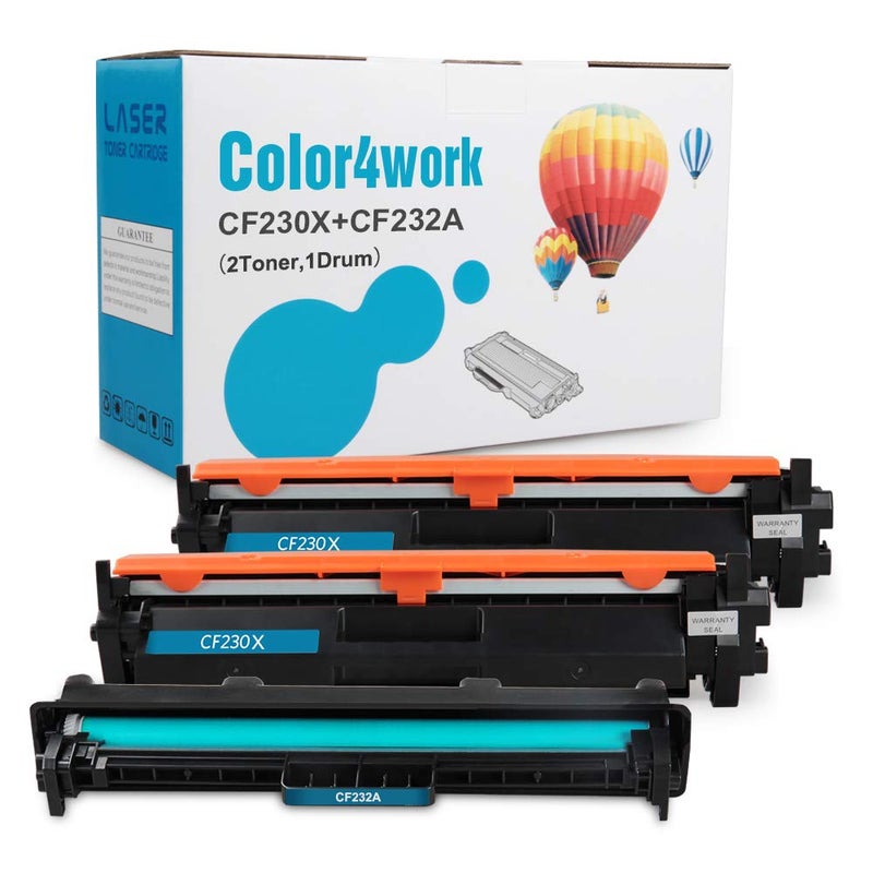 Color4work Compatible Toner and Drum Replacement for HP 32A CF232A Toner Drum 1-Pack and HP 30X CF230X Toner Cartridge 2-Pack for Laserjet Pro M203dw M203d M203dn M227fdw M227fdn Printer - Image 1